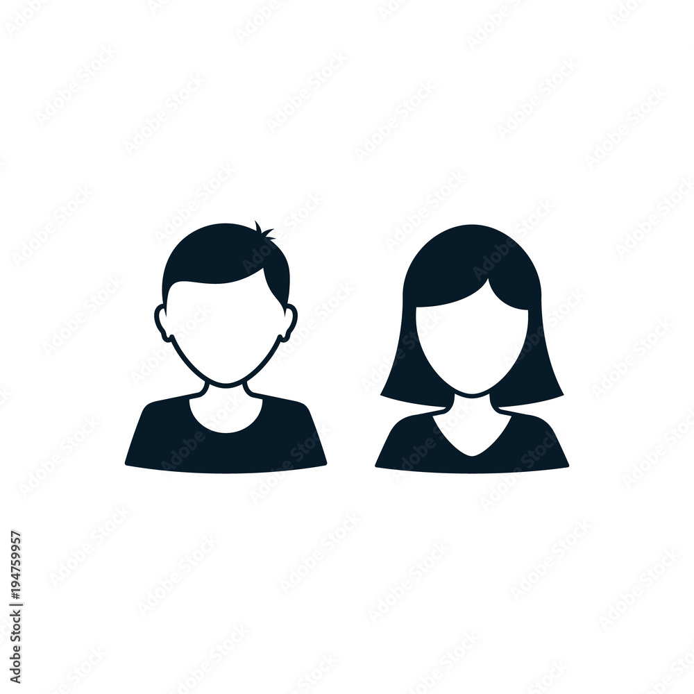 People User Avatar Profile Man Woman Characters Icons Symbol Sign
