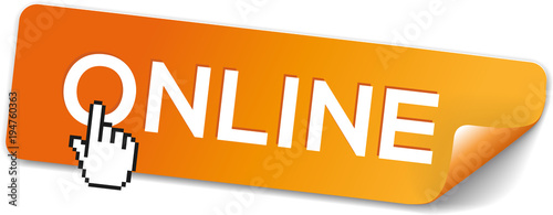 oranger sticker Online mit Mauszeiger-Hand