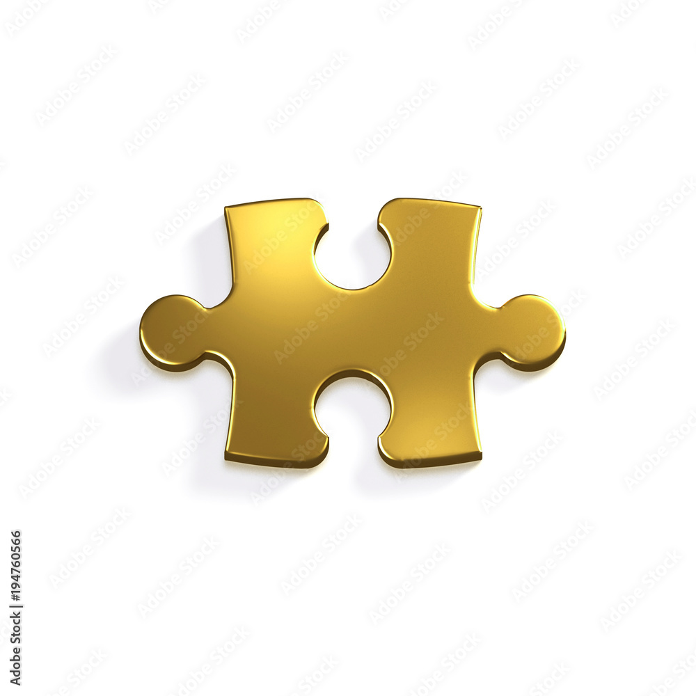 Gold Puzzle Piece of Jigsaw. 3D Render Illustration Gold Puzzle Piece of Jigsaw. 3D Render Illustration