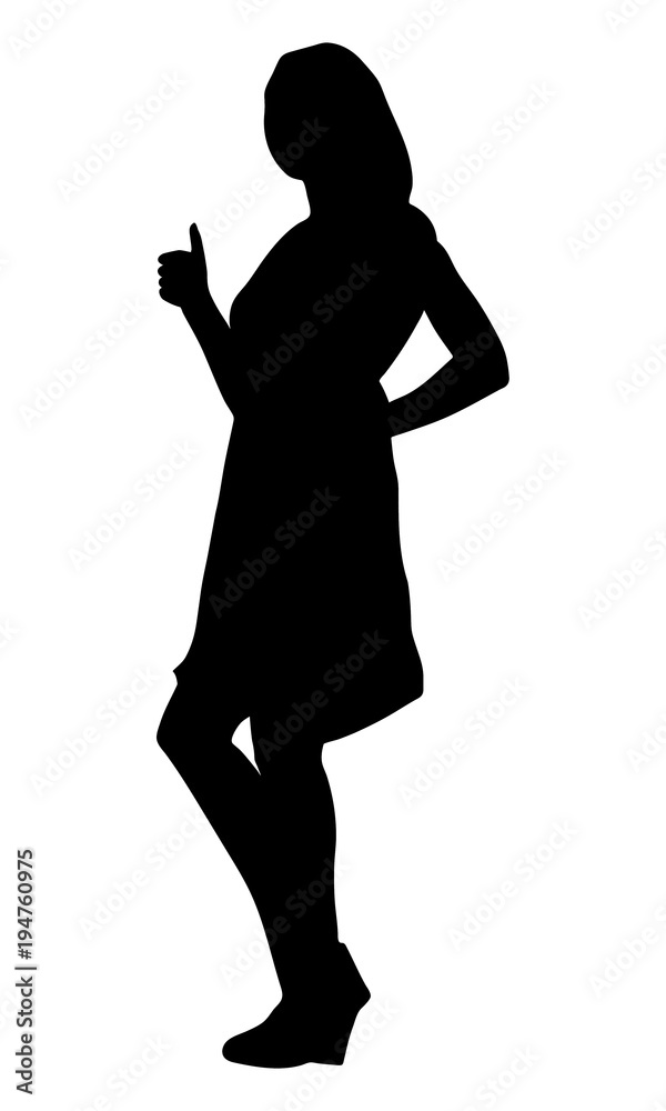 Silhouette of a girl with thumbs up
