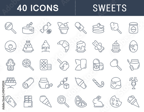 Set Vector Line Icons of Sweets