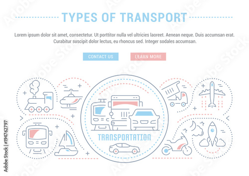 Website Banner and Landing Page of Types of Transport.
