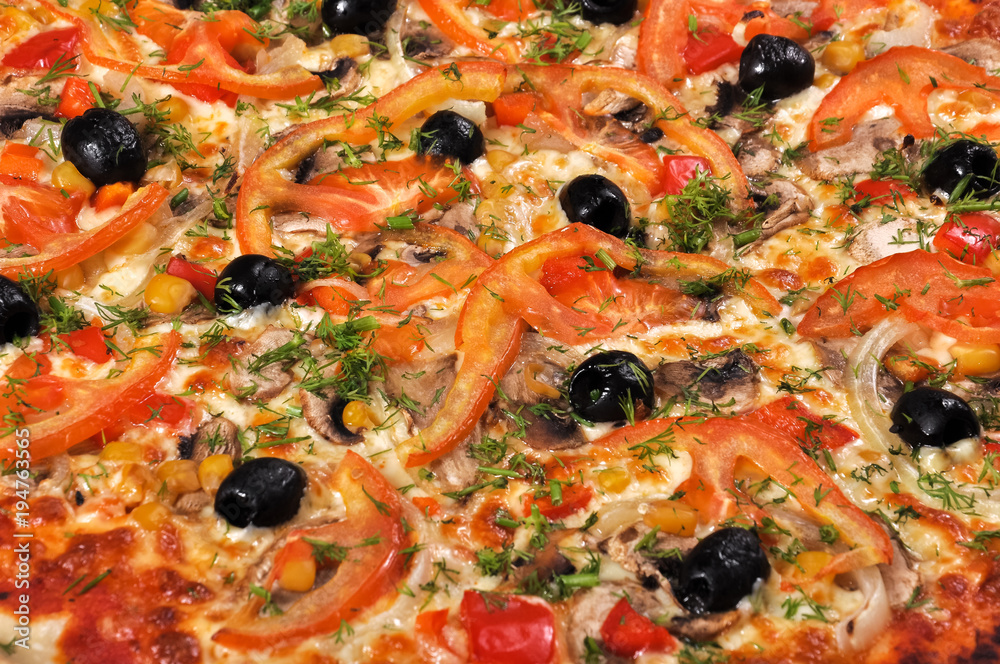 Hot pizza closeup Hot pizza closeup