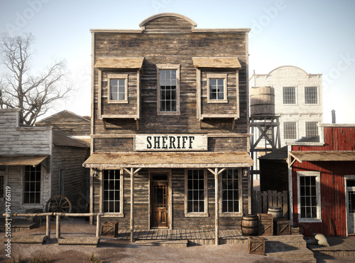 Fotografia Rustic western town sheriff's office