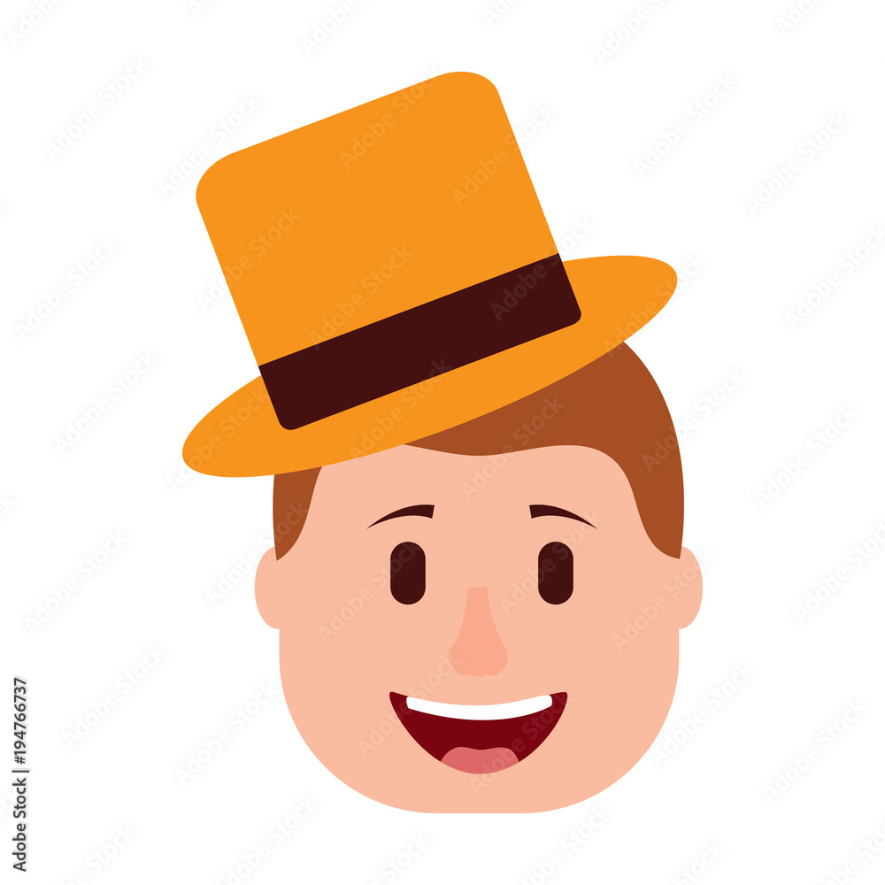 smiling face man with hat happy vector illustration