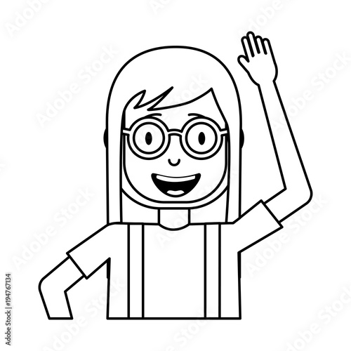 funny smile woman with clown mask silly glasses vector illustration