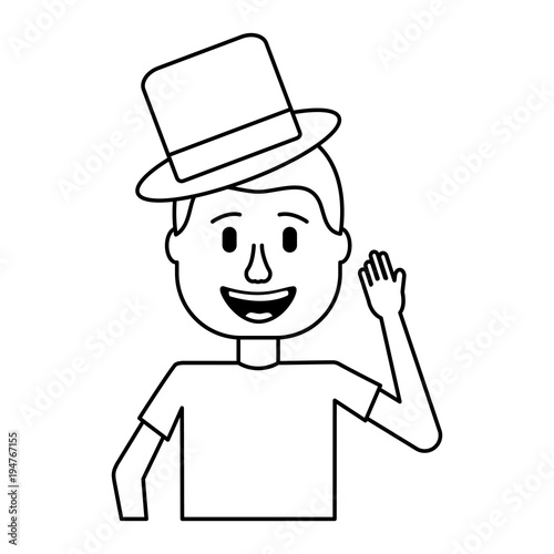 happy man hat and crazy glasses portrait vector illustration