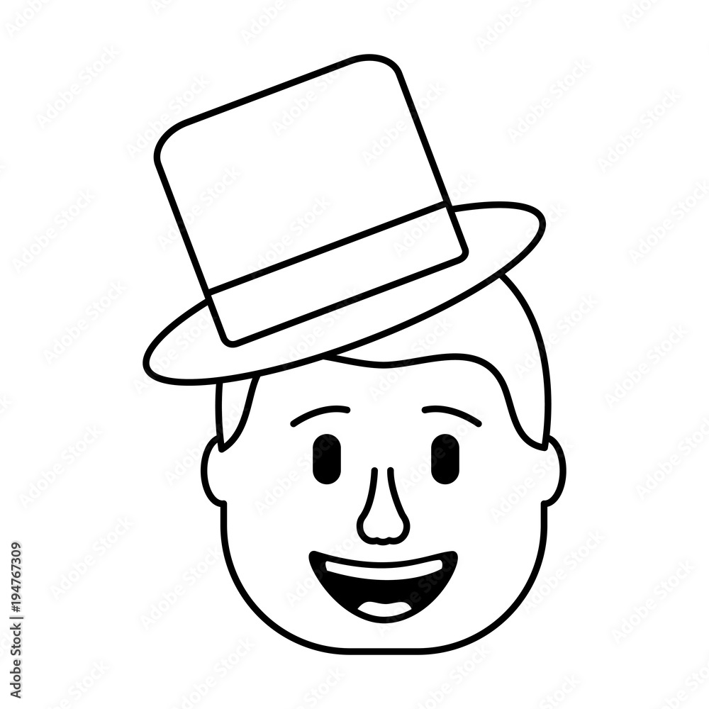 smiling face man with hat happy vector illustration