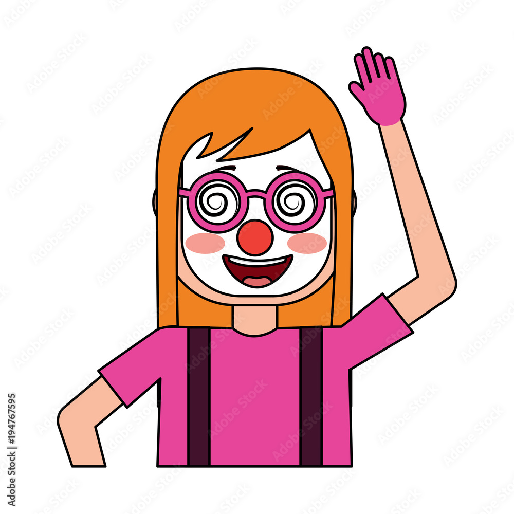 funny smile woman with clown mask silly glasses vector illustration funny smile woman with clown mask silly glasses vector illustration