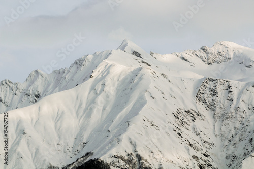 mountain peaks white snow sochi in winter © dedmorozlab