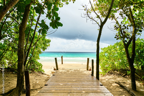 Pontoon Grand Anse Beach  Tropical Beach  Mahe  Seychelles