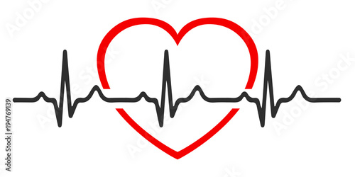 Heart pulse, one line, cardiogram, heartbeat - for stock