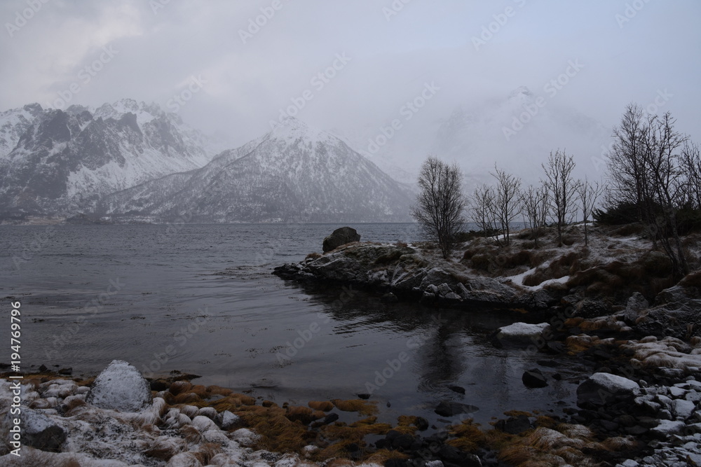 Norwegen / Lofoten  Winter Schneefall