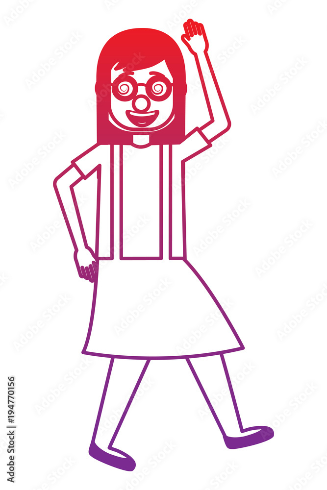 woman with clown mask silly glasses celebrating vector illustration gradient color image woman with clown mask silly glasses celebrating vector illustration gradient color image