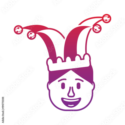 smiling face man with glasses and jester hat vector illustration gradient color image