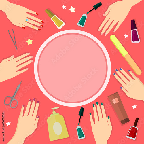 Beauty, spa procedures in flat design. Vector illustration.