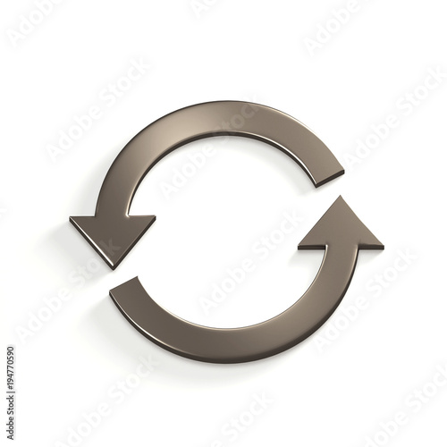Silver Recycling Circular Arrows. Gold. 3D Render Illustration