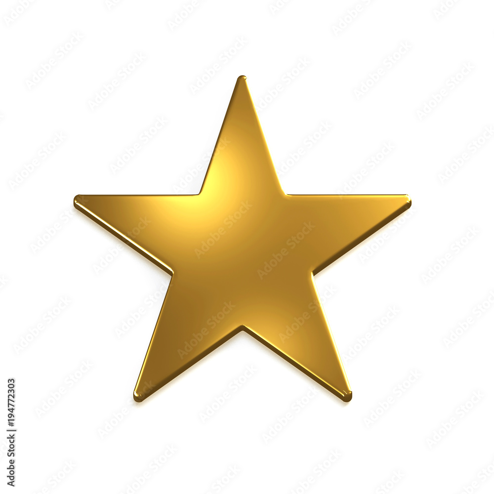 Gold Star Icon. 3D Gold Render Illustration - obrazy, fototapety, plakaty 