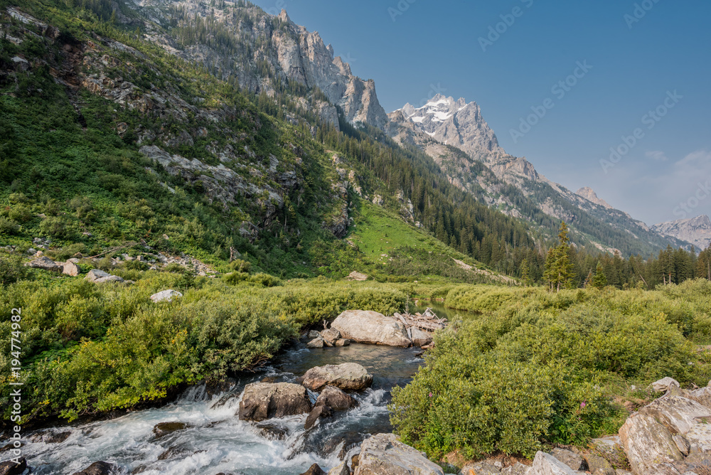 River and Mountains from inside the Cascade Canyon