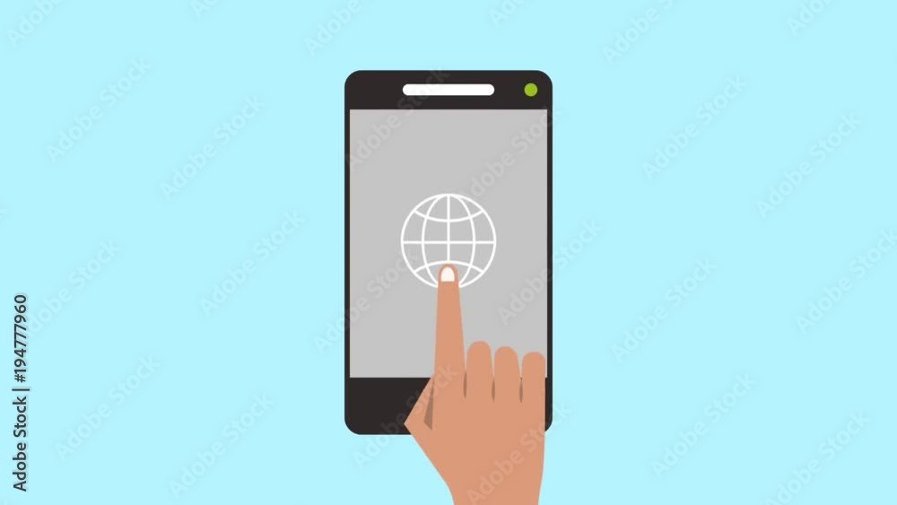 Hand tocuhing smartphone to navigate on internet High Definition animation colorful scenes Hand tocuhing smartphone to navigate on internet High Definition animation colorful scenes