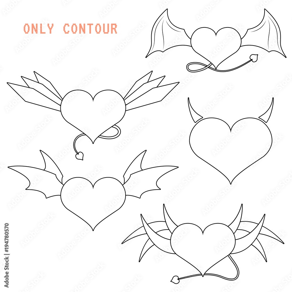 icon of the demon s heart. dear devil. icon of the heart with wings