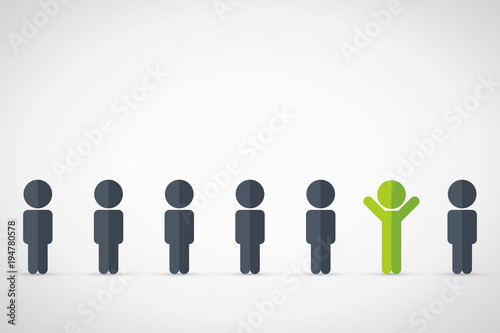 Think differently - Being different, move for success in life - standing out from the crowd by different thinking