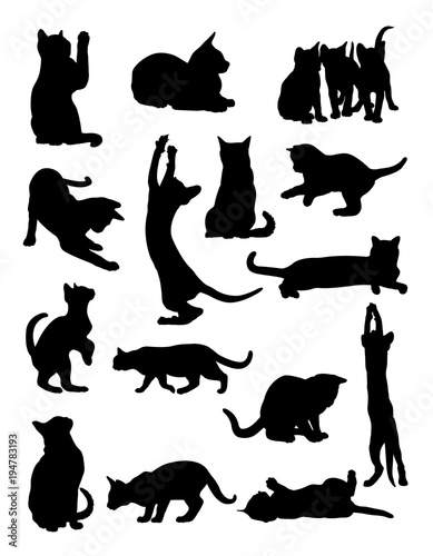 Cats pose silhouette. Good use for symbol, logo, web icon, mascot, sign, or any design you want.