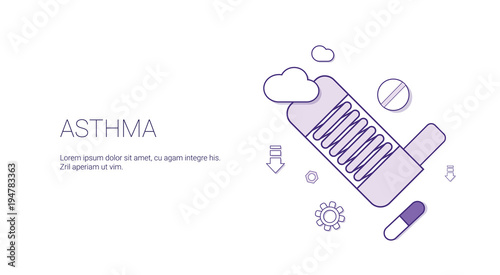 Asthma Disease Health Care Sickness Treatment Concept Template Web Banner With Copy Space Vector Illustration