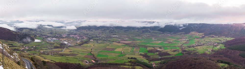 Panoramic view of Orduña on a cloudy day