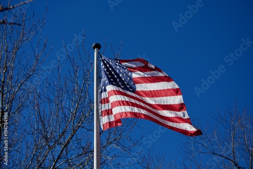 American Flag with Blue Sky