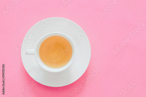 Cup of hot green tea Health drinks Pink background The concept diet
