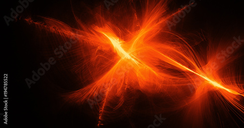 Orange Abstract Lines Curves Particles Background
