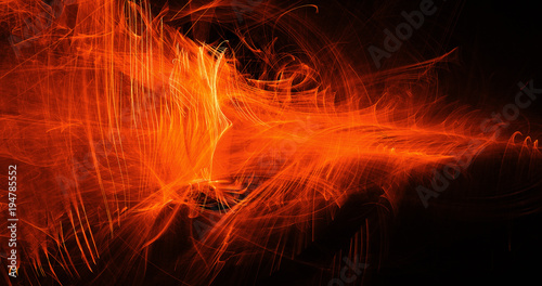 Orange Abstract Lines Curves Particles Background