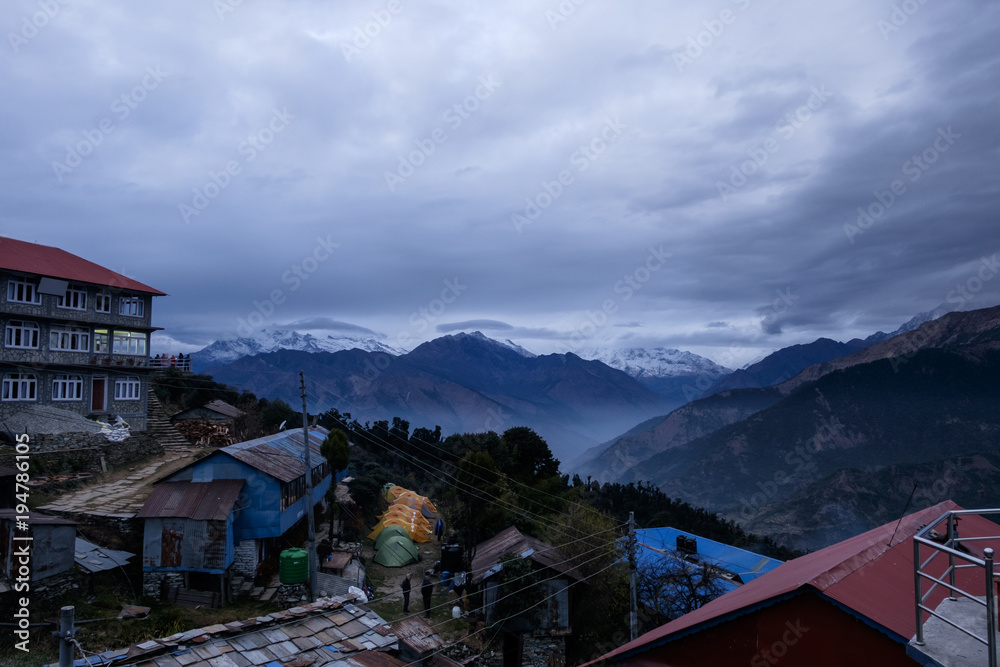 evening time view of Annapura area at Ghorepani, 2860 msl, Nepal