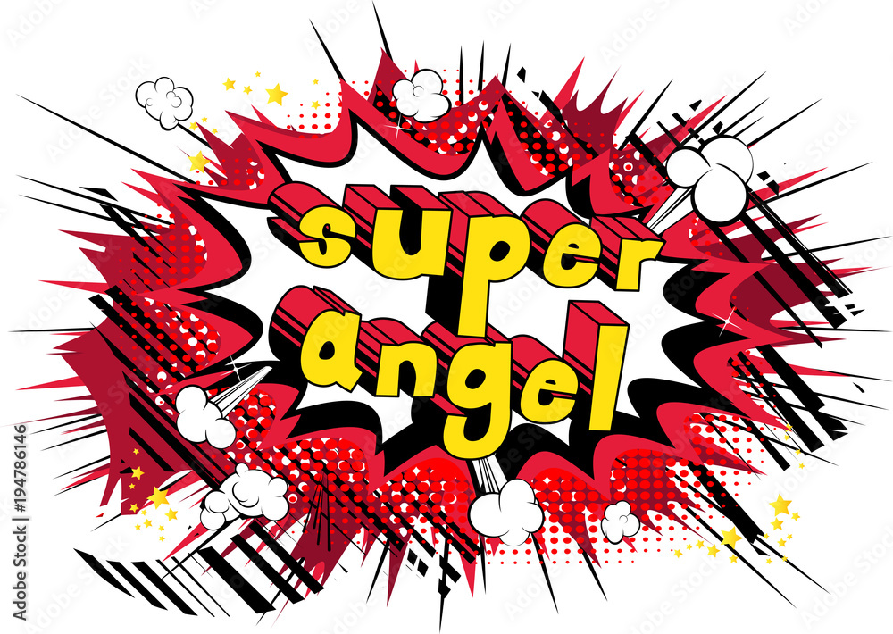 Super Angel - Comic book style phrase on abstract background. Super Angel - Comic book style phrase on abstract background.