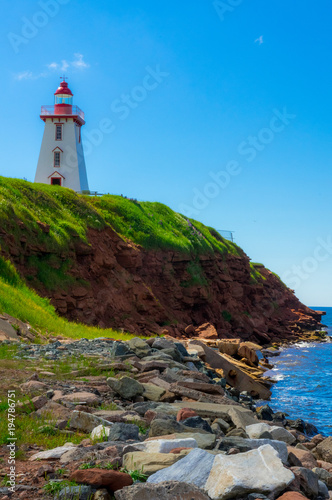 Lighthouse on the cliff at Souris, Prince Edward Island 