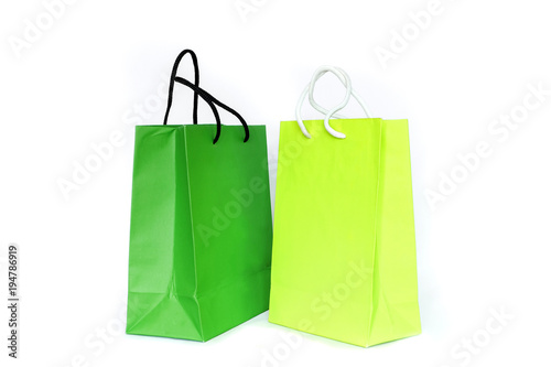 Shopping Bags Colorful on white background.Fashion and Shopping Concepts