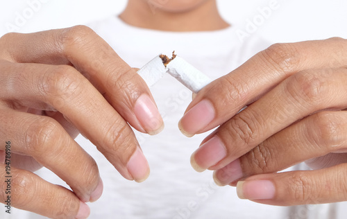 Stop smoking with broken cigarette.Health concepts and drug abstinence