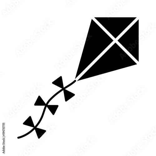 A diamond flying kite with a decorative tail flat vector icon for apps and websites
