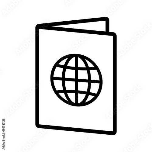 Open international travel passport booklet line art vector icon for apps and websites