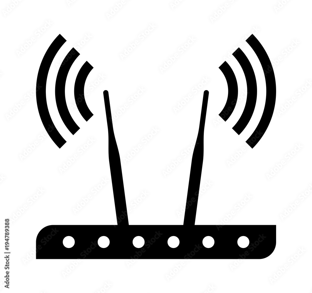 Router icon. Black wi-fi router on white background Stock Vector ...