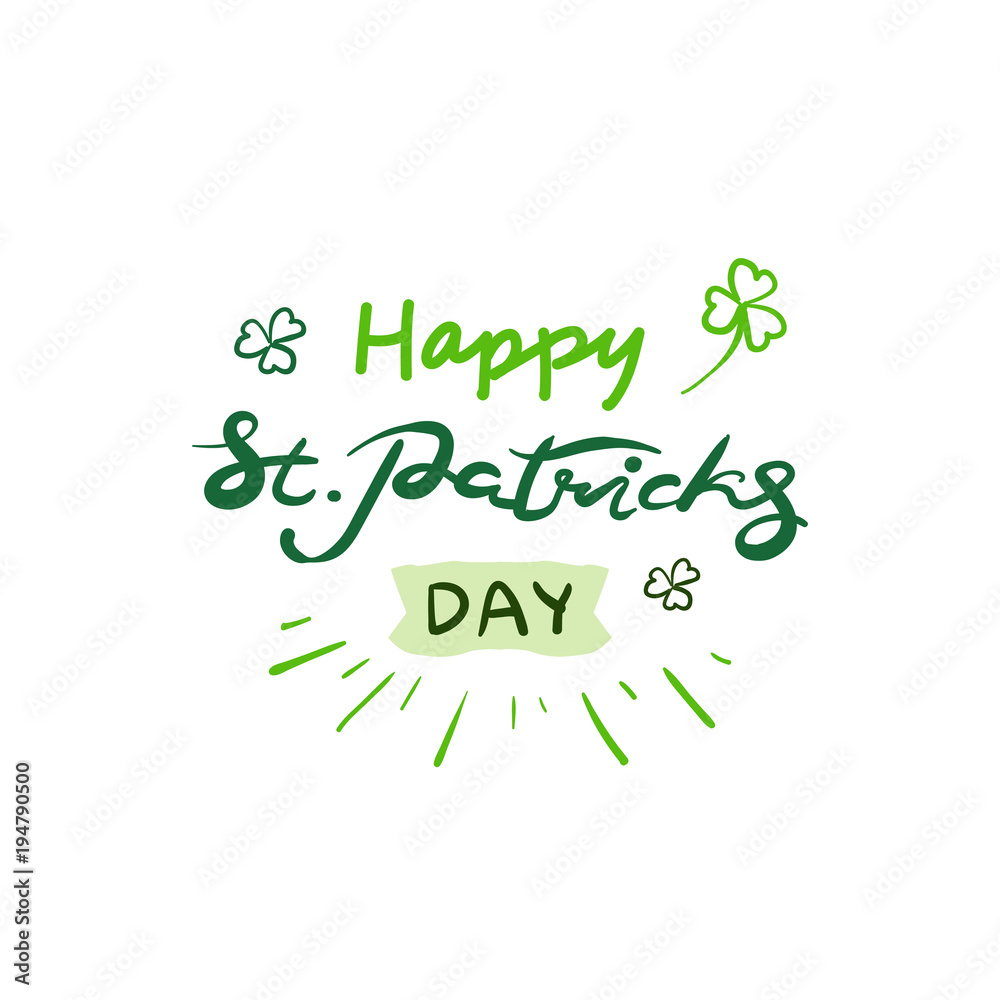 Fototapeta premium St. Patrick's Day Lettering, Green Holiday Poster Isolated Sign On White Background Vector Illustration