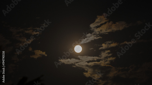 Full moon and moonlight in cloud