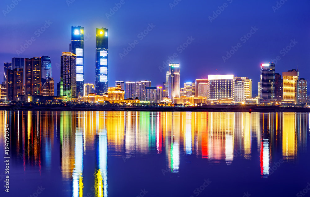 Naklejka premium City night scene