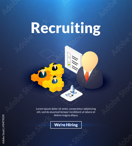 Recruiting poster of isometric color design
