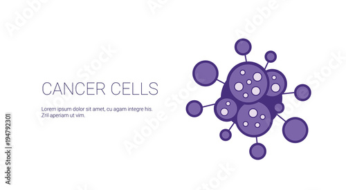 Cancer Cells Disease Treatment Concept Template Web Banner With Copy Space Vector Illustration photo
