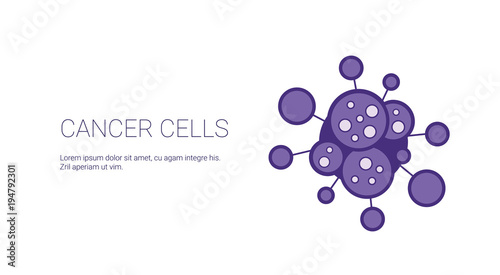 Cancer Cells Disease Treatment Concept Template Web Banner With Copy Space Vector Illustration