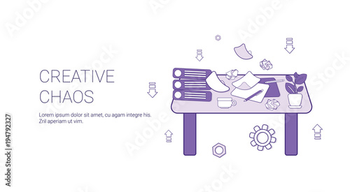 Creative Chaos Creativity Process Concept Template Web Banner With Copy Space Vector Illustration