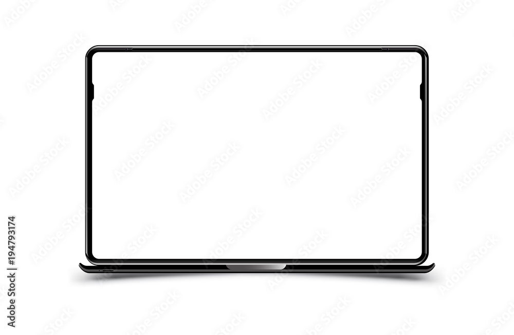 Mock-up realistic black Laptop on a white background. Flat vector illustration EPS 10
