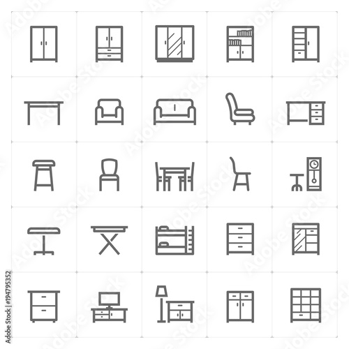 Mini Icon set – Furniture icon vector illustration